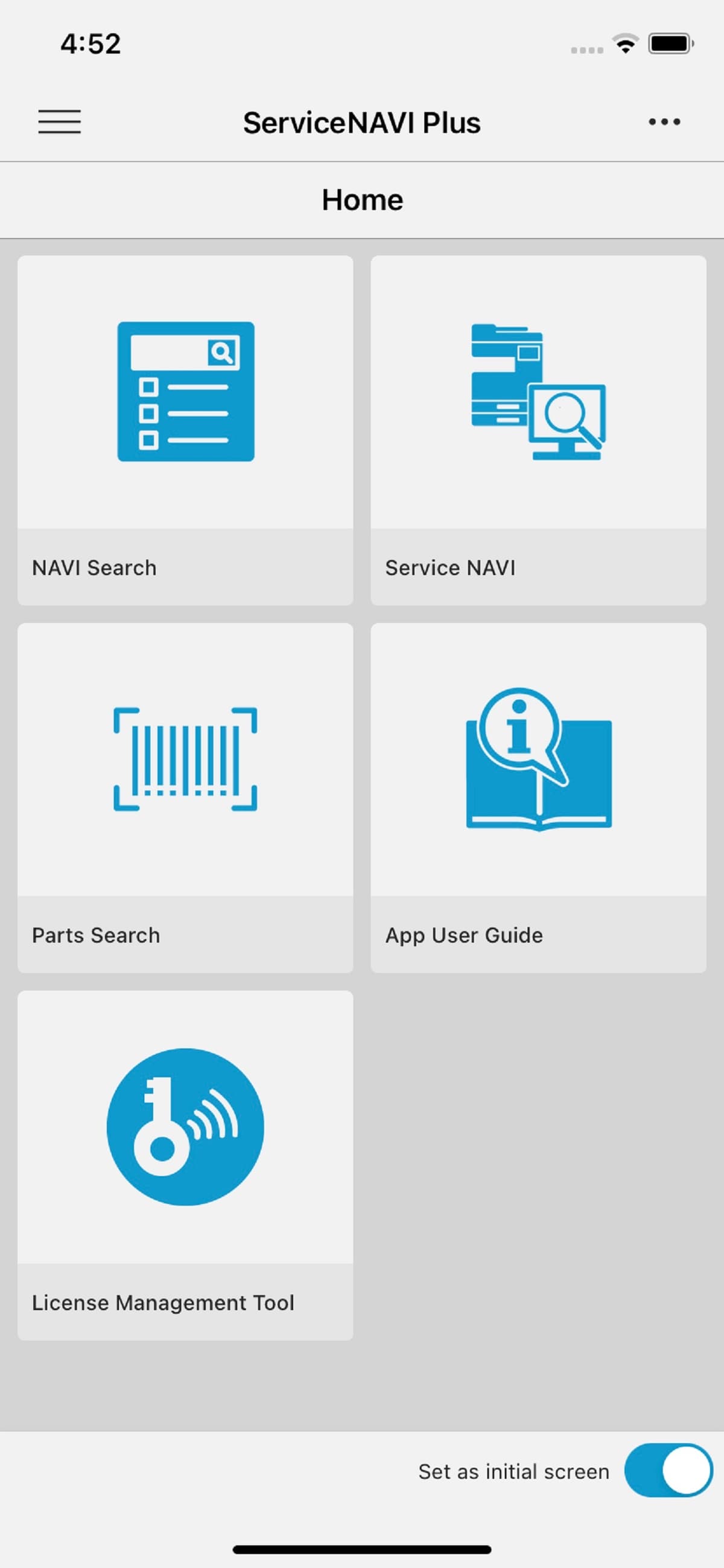 ServiceNAVI Plus screen 1