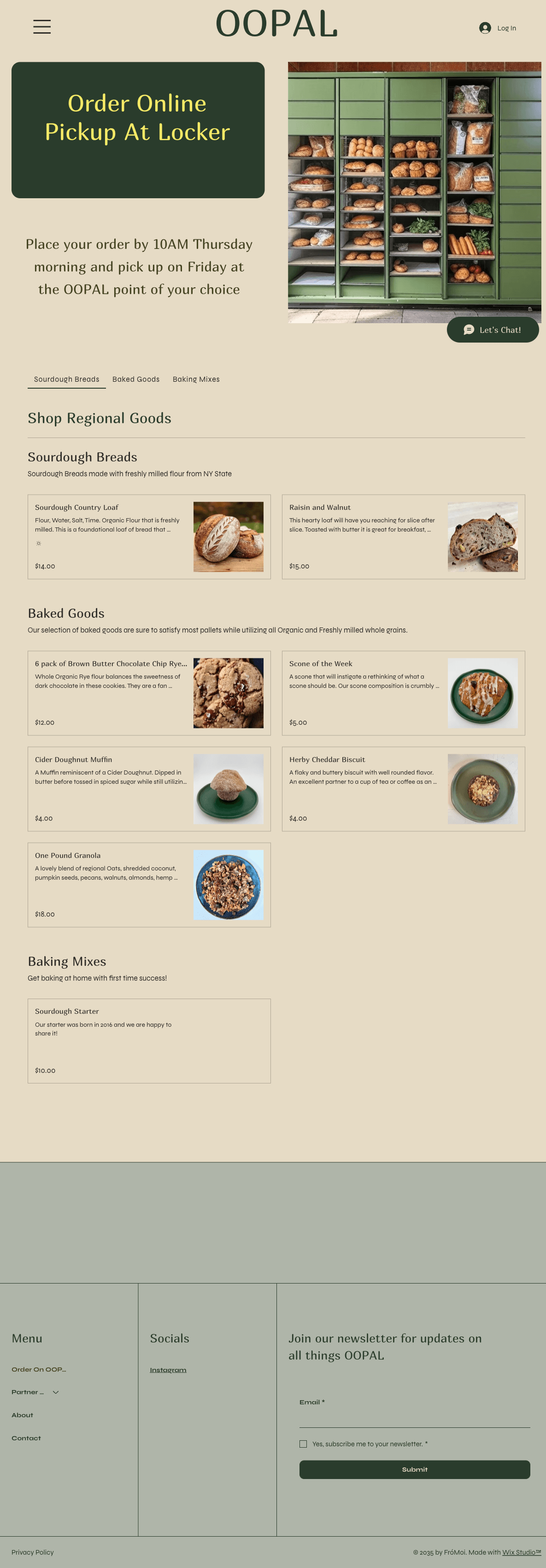 OOPAL storefront, full page